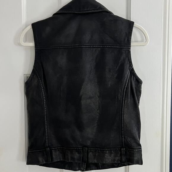 ♥️ Black Leather Moto Vest Women Size 4 Topshop - Picture 7 of 10